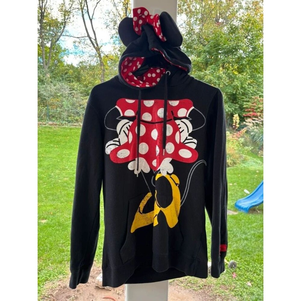 Disney parks women’s Minnie Mouse hoodie with ears medium